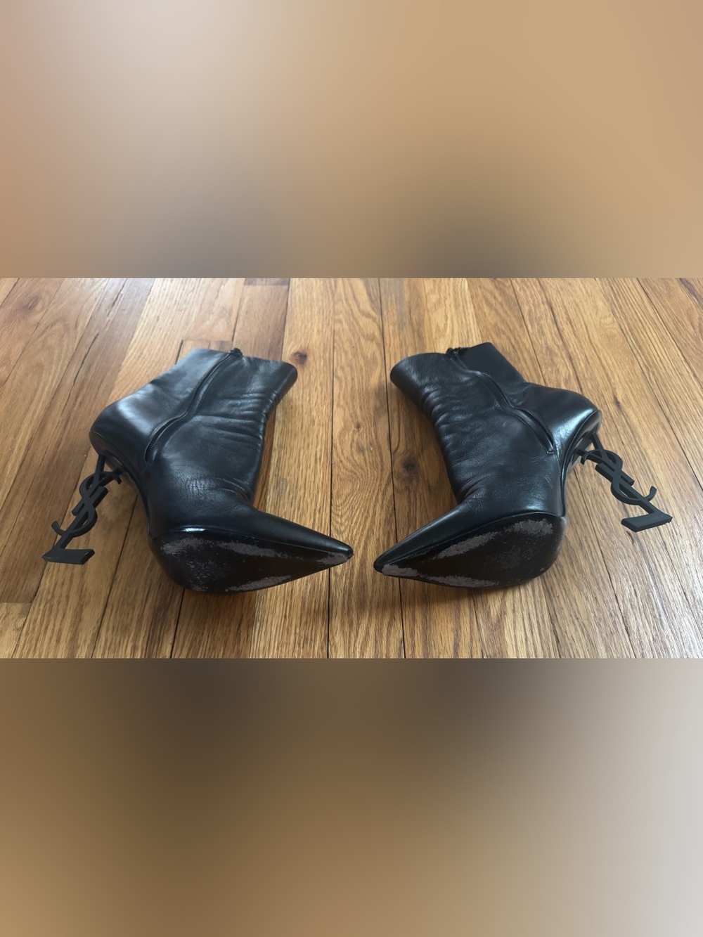 Saint Laurent Black Heeled Boots with Glossy Finish - Picture 7 of 7